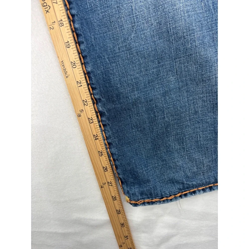 True‎ Religion Ricky Jeans Mens 36 Blue Distressed Relaxed Straight Big Stitch